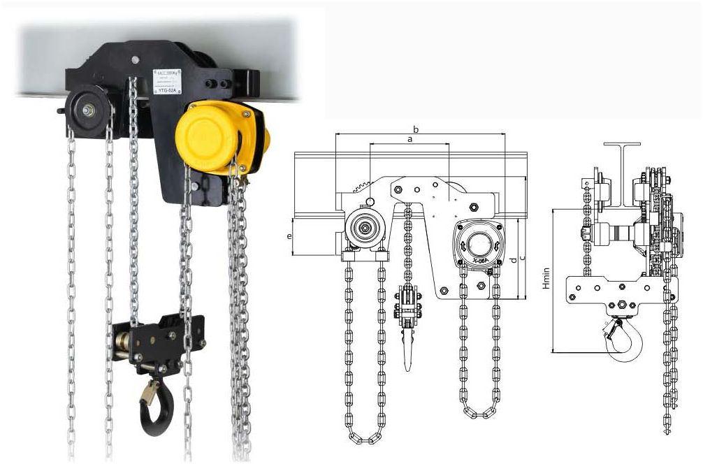 Sneltakel met loopkat zeer korte bouwhoogte ESTGL